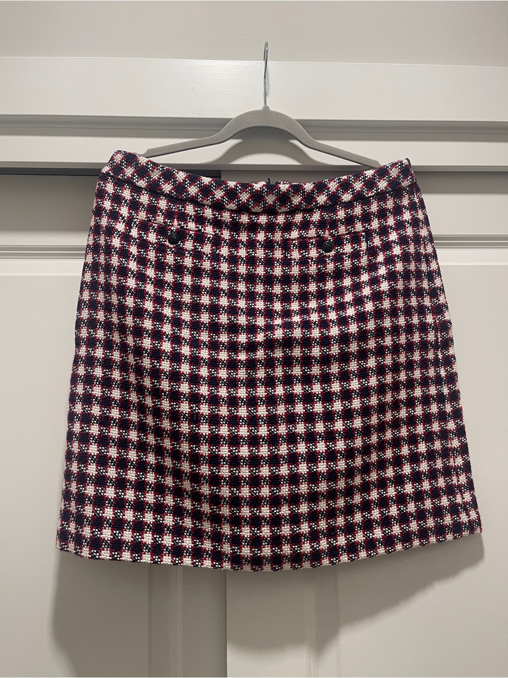 Brooks Brothers Red & Navy Checked Tweed Mini Skirt